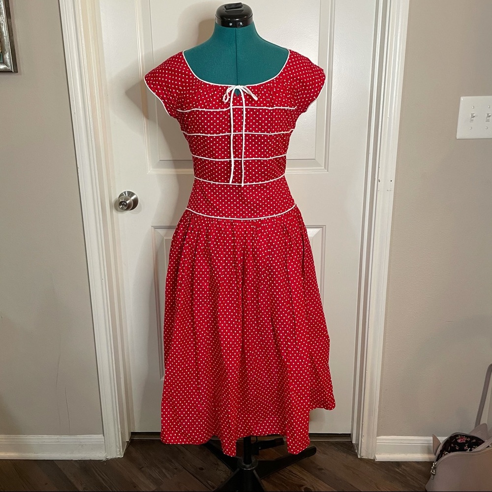 Unique Vintage 1940’s Polka Dot Jeanie Swing Dress
